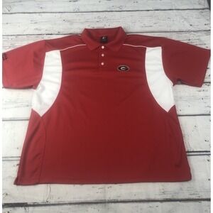 STARTER Georgia Bulldogs UGA Polo Golf Shirt Mens XL Performance Red White S/S